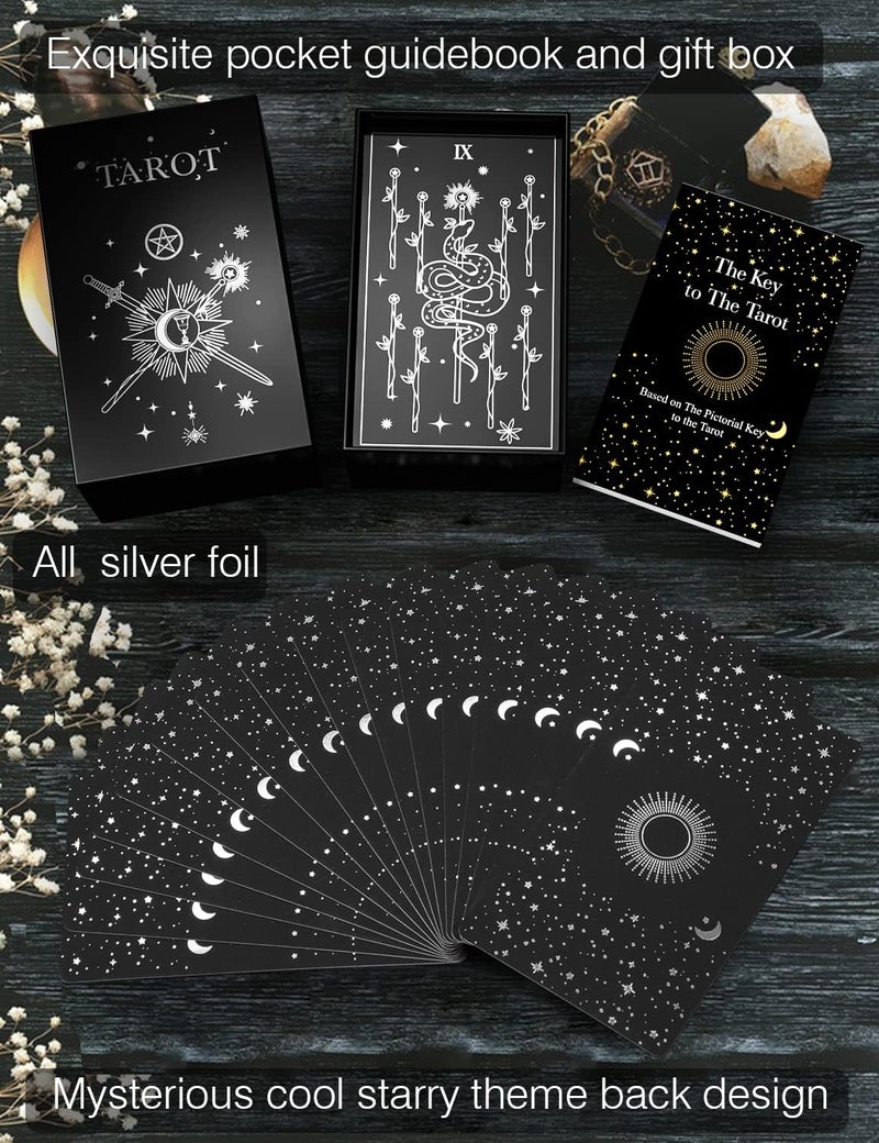 WJPC Silver Foil Tarot Cards with Guide Book Set&Gift Box for Beginner& Expert. Original Design Tarot Decks, Tarot Cards Decks - Image 5